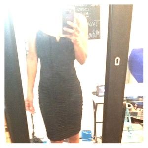 SOLD BEBE BRAND Bunched Bombshell Black Dress
